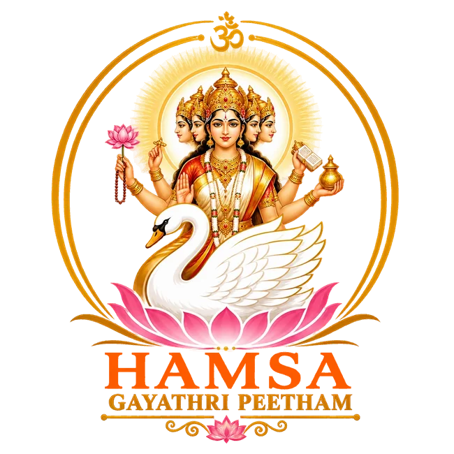Orange line icon of a decorated hamsa hand with a lotus flower and diamond pattern